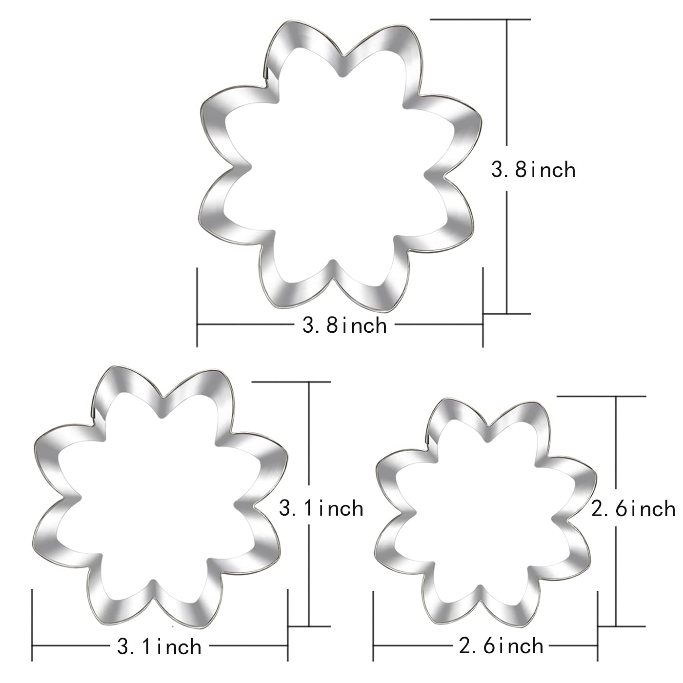 Sunflower Cookie Cutter Set-Size 3.8'' 3.1'' 2.6''-3 Piece-Cookie Cutters for You Are My Sunshine Baby Shower Birthday Party Decorations