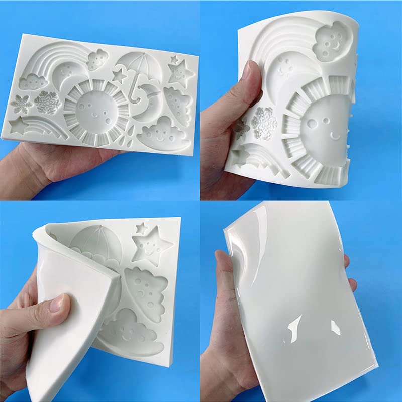 Cestony Cartoon Weather Sun Cloud Rain Rainbow Star Snowflake Modeling Silicone Molds For Diy Cake Fondant Biscuit Cookies Soap