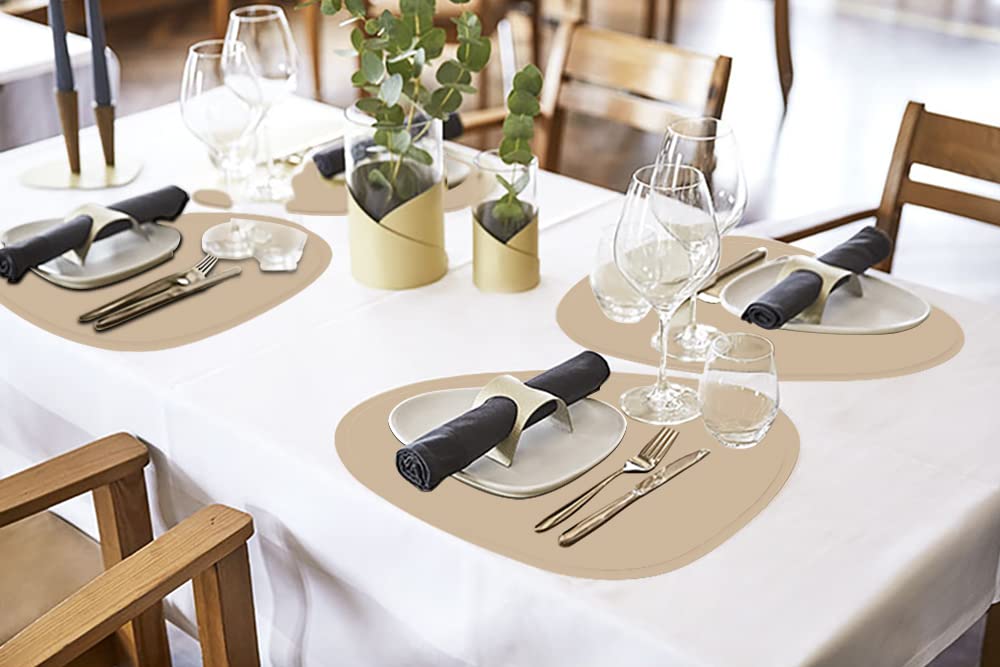 Faux Leather Placemats Set Of 2 And Coasters, Heat Resistant Placemats For Dining Table, Waterproof Wipeable Washable Dinner Tab