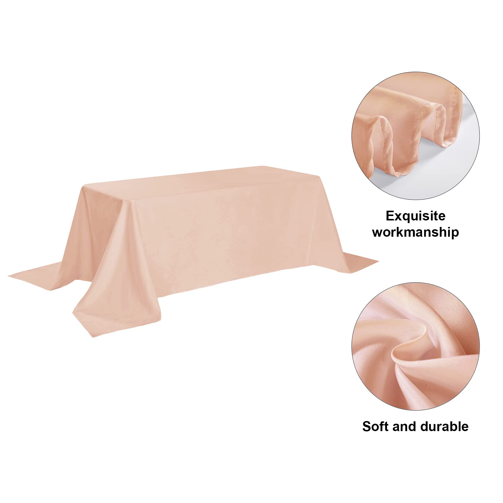 Rectangle Tablecloth - 90X156 Dusty Pink Tablecloth - Stain And Wrinkle Resistant Washable Polyester Table Cloth, Decorative Fab