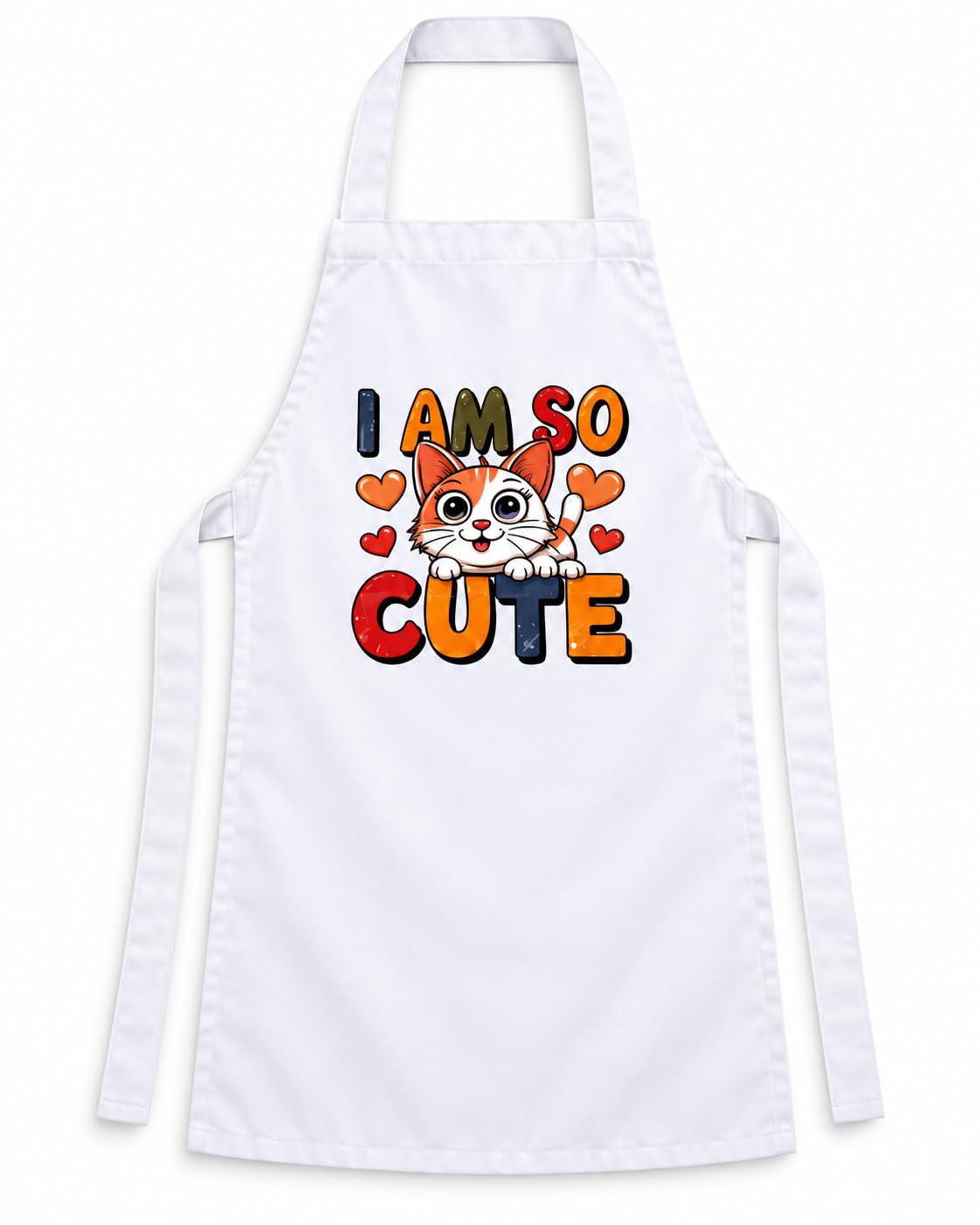 Rasho Cute Cat Printed Kids Apron  White