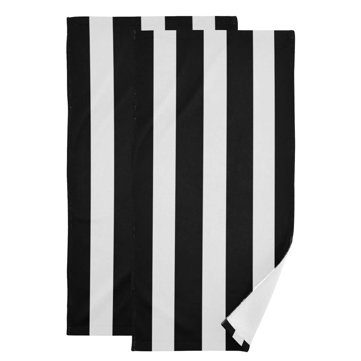 Black And White Hand Towels - Classic Black And White Striped Towels Modern Simple Bath Towels Absorbent Microfiber Fingertip To
