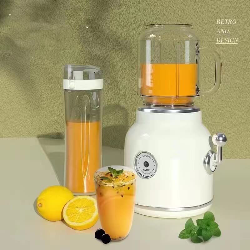 Mini Blender With Double Cup Retro Shake And Ice Crush Maker Countertop Juice Blender With Stainless Steel Blades Cn Plug(White)