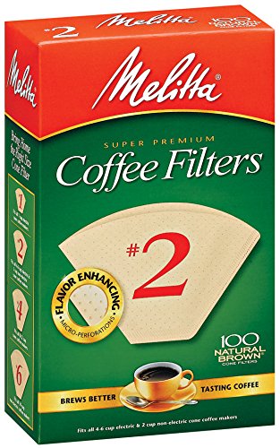Melitta Pour Over Coffee Cone Brewer & #2 Filter Natural Brown Combo Set, Black