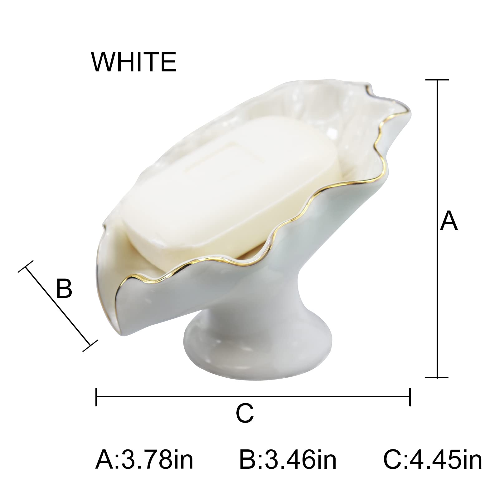 Soap Dish Ceramic White Lotus Leaf Shape Soap Holder Self Draining Soap Dish Waterfall Slot Sponge Holder Bathroom Accessories for Bathroom  Kitchen Bar Counter.