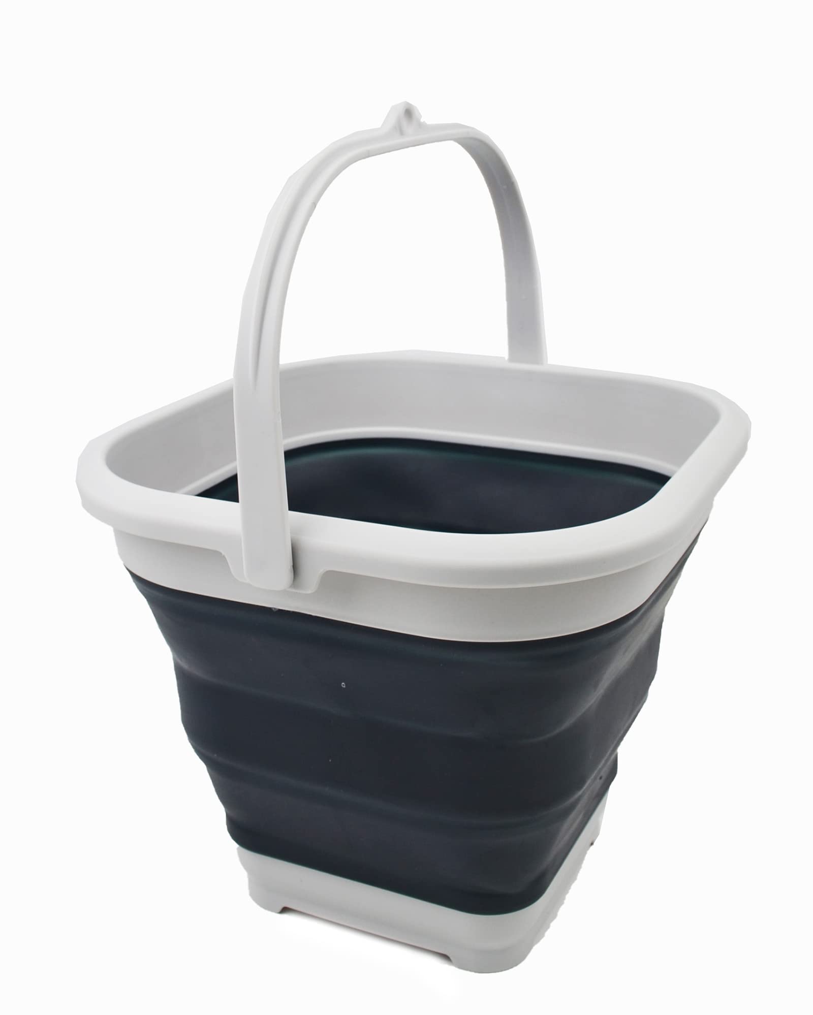 SAMMART 5.5L (1.4 Gallon) Collapsible Square Handy Bucket/Foldable SquareWater Pail/Portable Tub with Handle. (Grey/Slate Grey, 