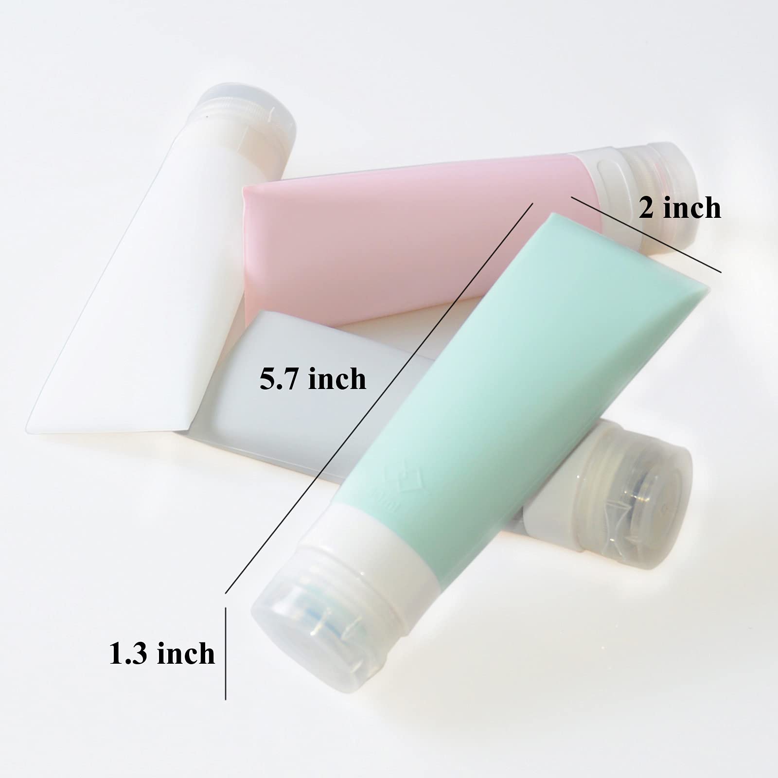 Wildwave Travel Size Containers,Set Of 4, 2.7 Oz Leakproof Silicone Bottles Cosmetic Toiletries Accessories Set For Shampoo Loti