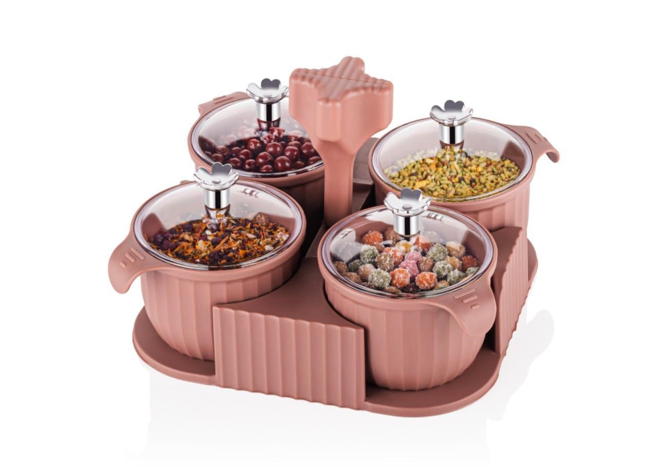 Forug Kitchen Storage Container, 4X4 Spice Rack Organiser, Pickle Jar Stand, Dining Table Storage With 2 Colours (Pink)