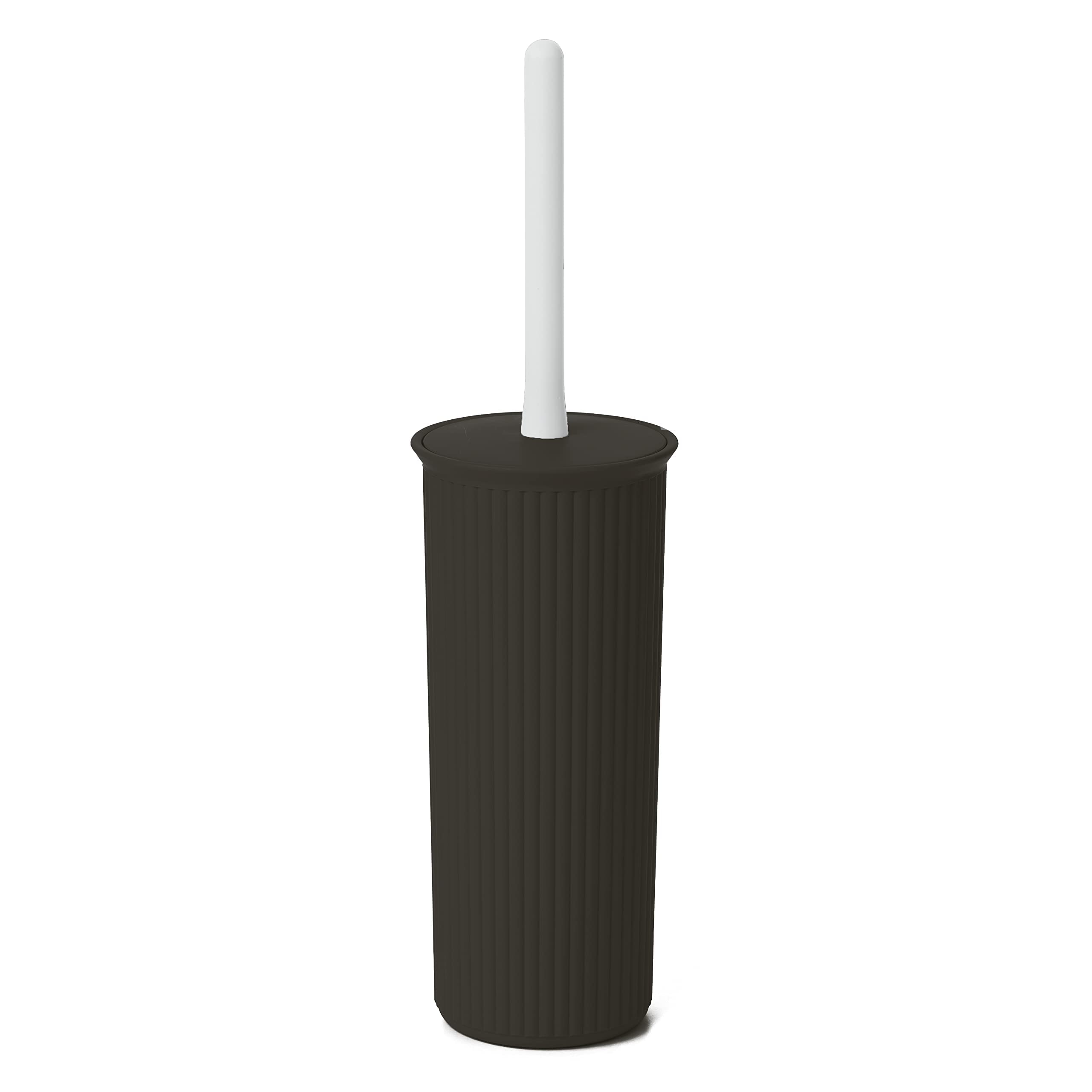Superio Decorative Plastic Toilet Bowl Brush And Holder Set, Cleaner Scrubber For Bathroom (2, Brown)