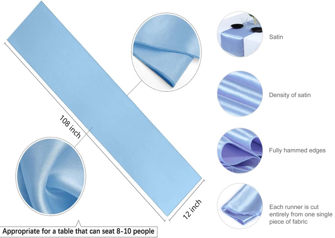 Mds 15 Pcs Satin Table Runners 12 X 108 Inch Charmeuse Sateen Silk Table Runner For Indoor Outdoor Wedding Reception Birthday Gr
