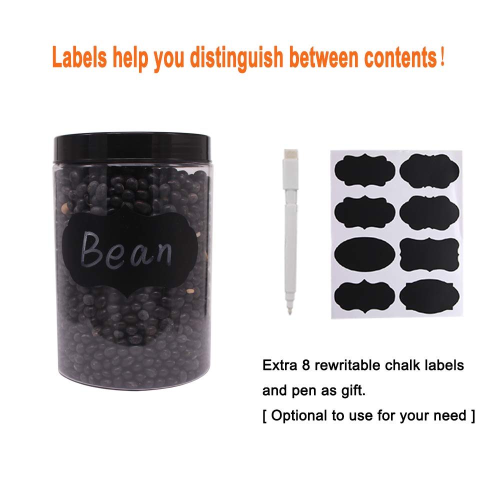 zmybcpack 8 Pack 25 oz Plastic Jars With Lids  Extra Labels  1 Pen  Clear PET Seal Jar for Food Storage Wide Opening Storage jar For Dry Food  Peanut  Powder  Kitchen & Craft Storage