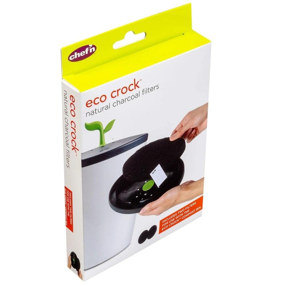 Chef'N Natural Charcoal Compost Filter, Dimensions - Oval, Approx. 6-1/2 X 5 Inches, 3/8 Inch Thick, Black