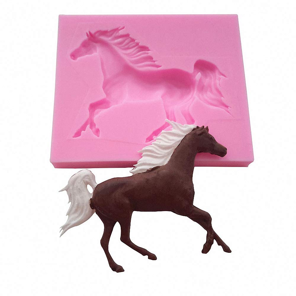 2Pcs Small Size Horse Fondant Mold Running Horse Silicone Chocolate Candy Gum Paste Sugar Craft Mold Cake Decorating Tool Polyme