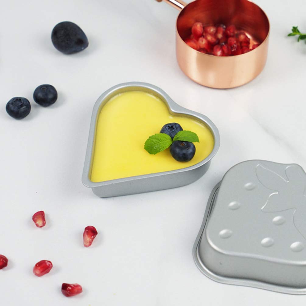 Cabilock 2 Pcs Mini Cake Pan Strawberry Shaped Muffin Baking Tray Pastry Non- Stick Bakeware Cupcake Pan For Home Kitchen Silver