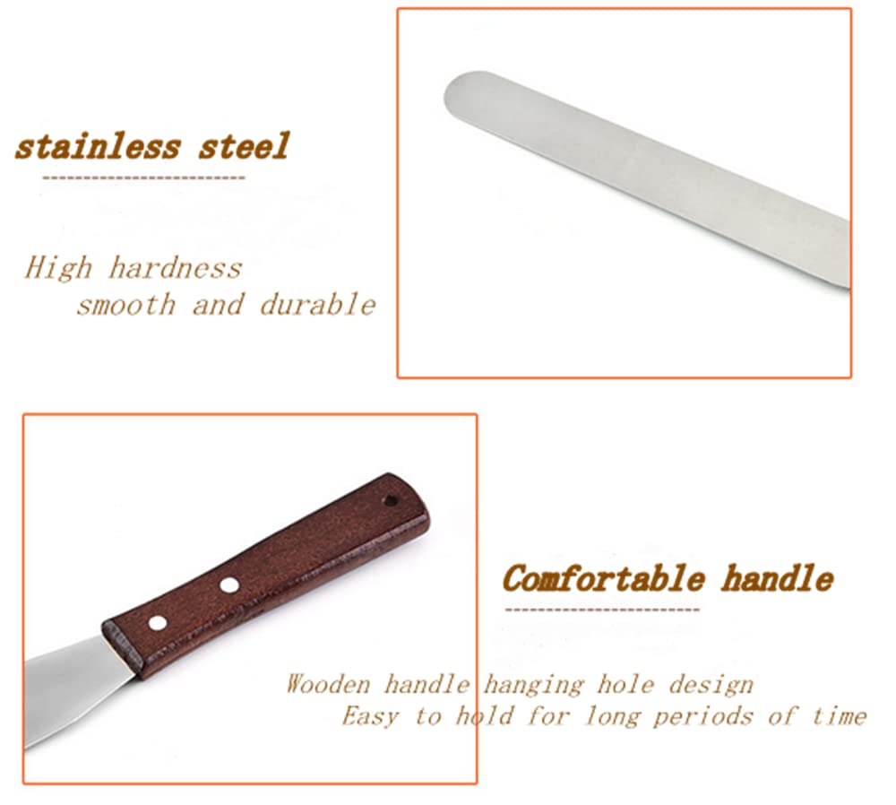 2-Pack 6'' Stainless Steel Cake Spatula, Cake Decorating Spatula With Wooden Handle For Spreading Cheese, Cheese