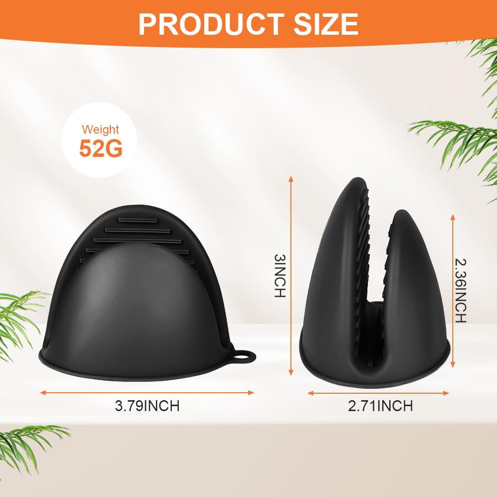 Auauy 1 Pair Mini Silicone Oven Mitts, Heat Resistant Pot Holders Mitts, Cute Oven Pinch Grip Gloves, Small Potholders For Kitch