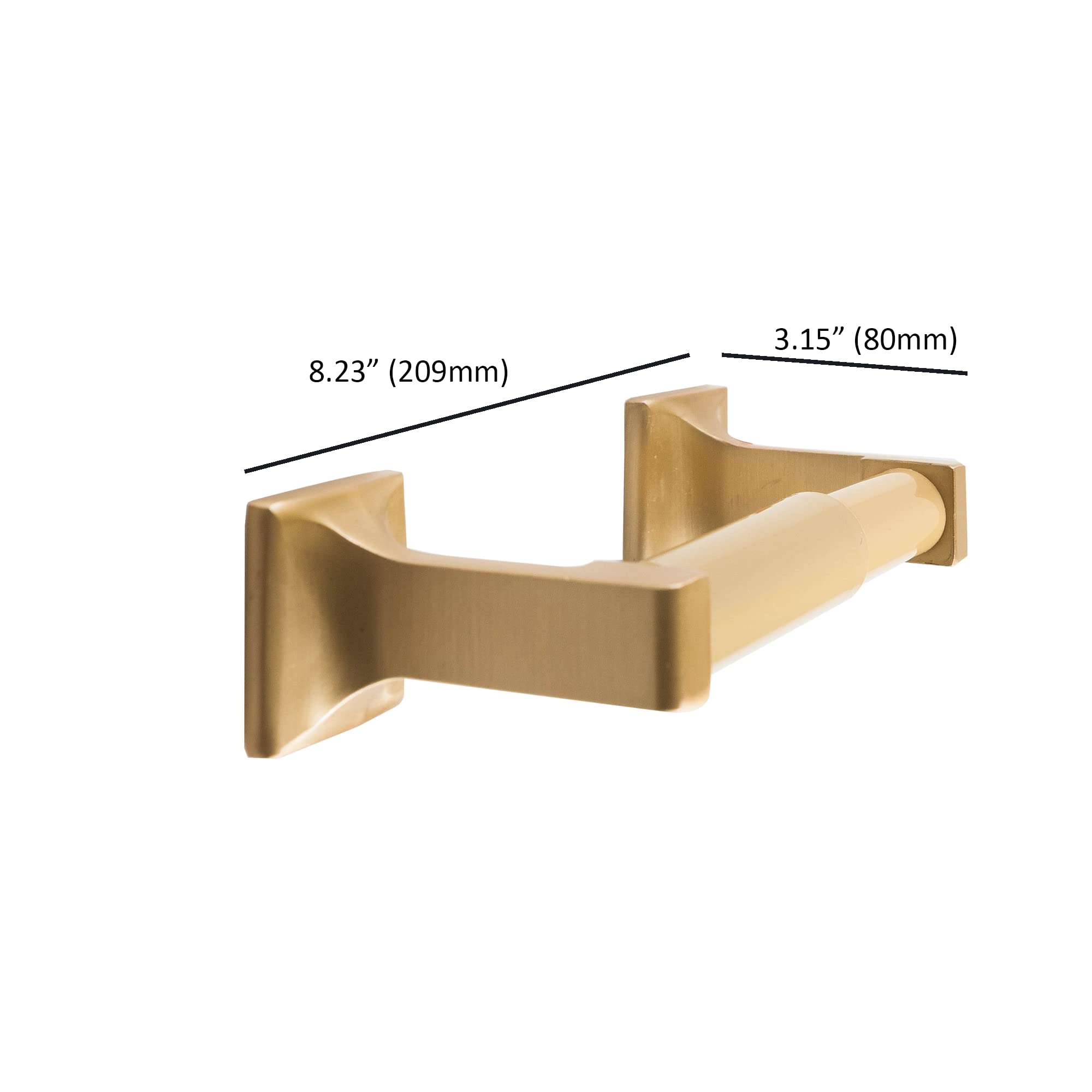 Sento Gold Toilet Paper Holder Wall Mount, Double Post Tissue Toilet Paper Holder, Easy Installation, Heavy Duty Metal, Satin Br