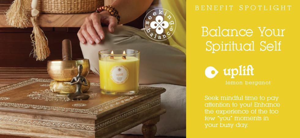 Root Candles Seeking Balance Wood Wick Spa Candle Aromatherapy Candles, 12-Ounce, Uplift: Lemon & Bergamot