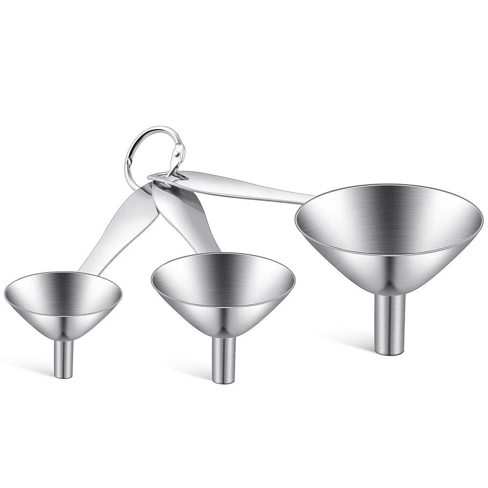 Toncoo 3-In-1 Premium Kitchen Funnel Set, Food Grade Stainless Steel Funnel For Filling Bottles, Small Bottle Funnel, Metal Funn