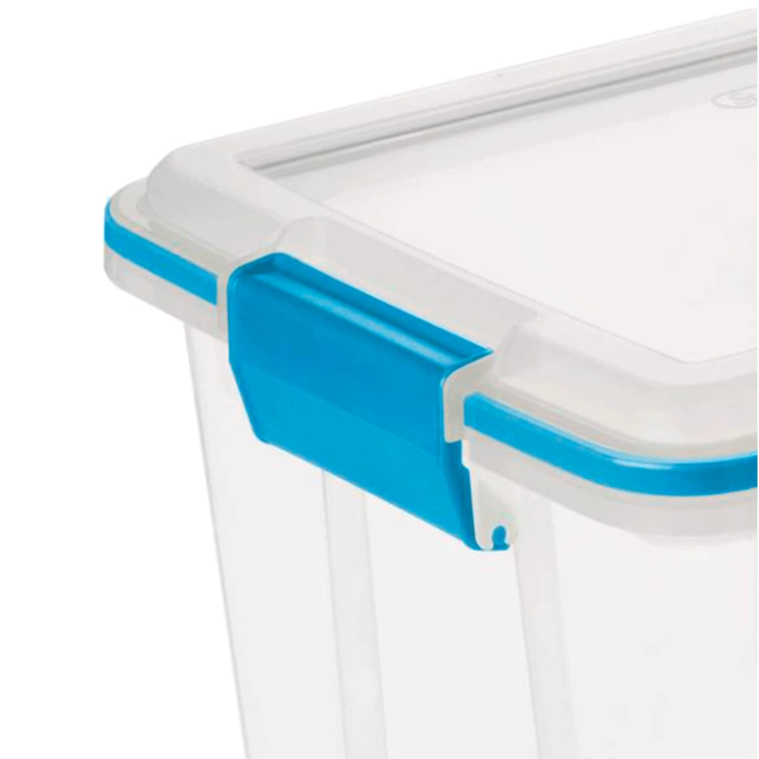 Sterilite 20 Qt Gasket Box, Stackable Storage Bin With Latching Lid And Tight Seal, Plastic Container To Organize Basement, Clea