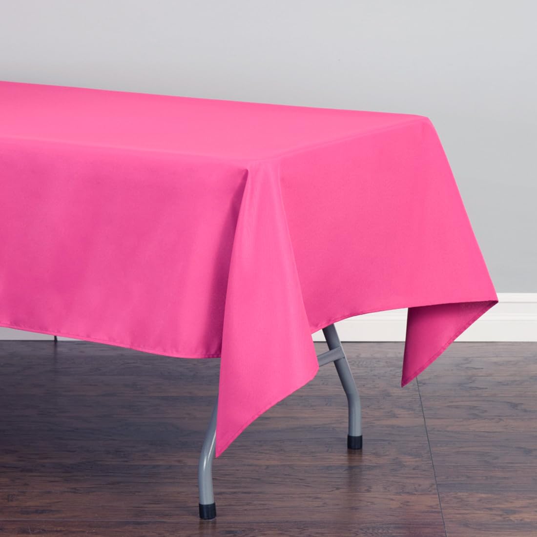 Ltc Linens 10 Pack Fuchsia Rectangular Tablecloths 60 X 102 Inch For 6 Feet Rectangle Banquet Tables With Half-Drop Stain And Wr