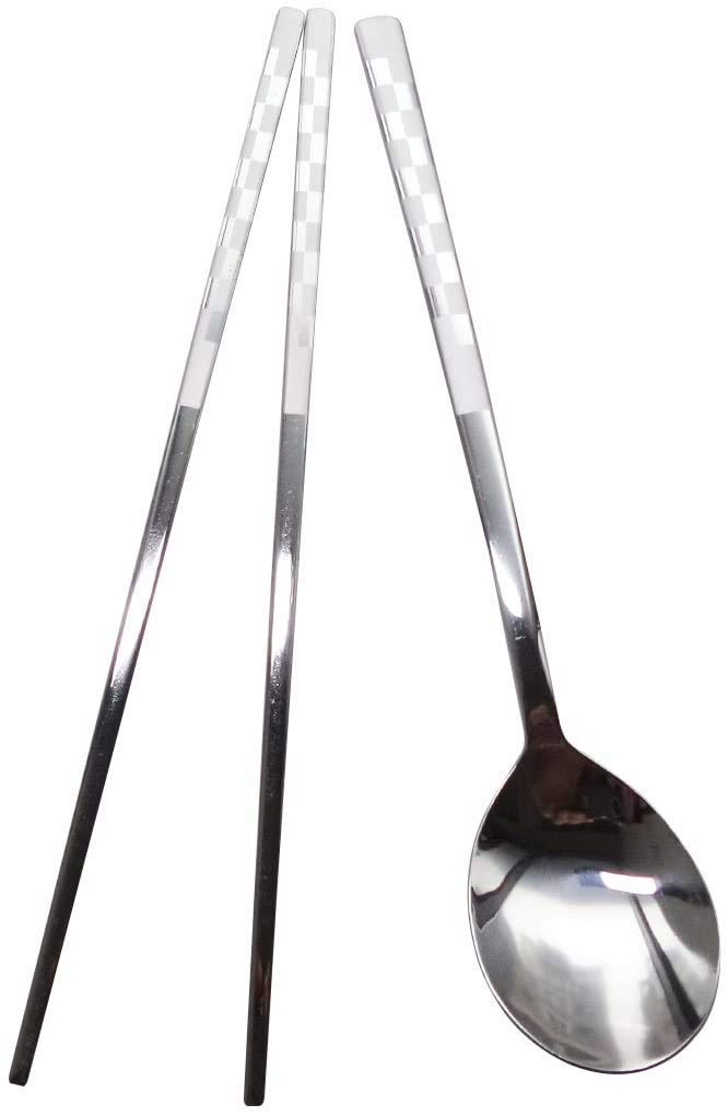 Stainless Steel Spoons And Chopsticks Set Mosaic Pattern