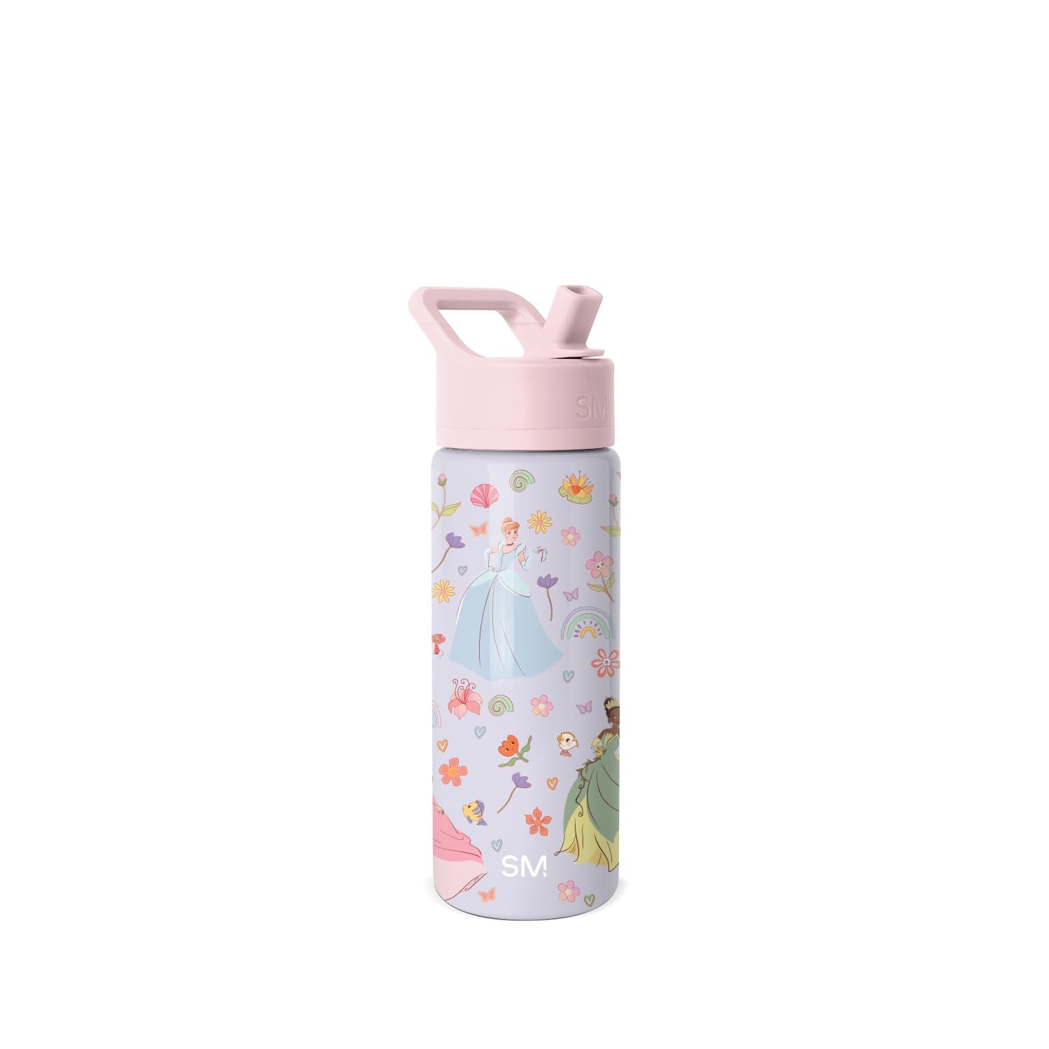 Simple Modern Kids Summit Water Bottle with Straw Lid | Disney Princesses 18oz Stainless Steel Cup Insulated Tumbler for Girls, 