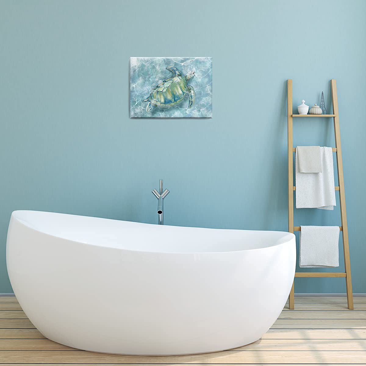 Yjyart Bathroom Wall Decor Sea Turtle Hd Pictures Print On Canvas Wall Art For Bedroom Kitchen Blue Coastal Room Decorations Art