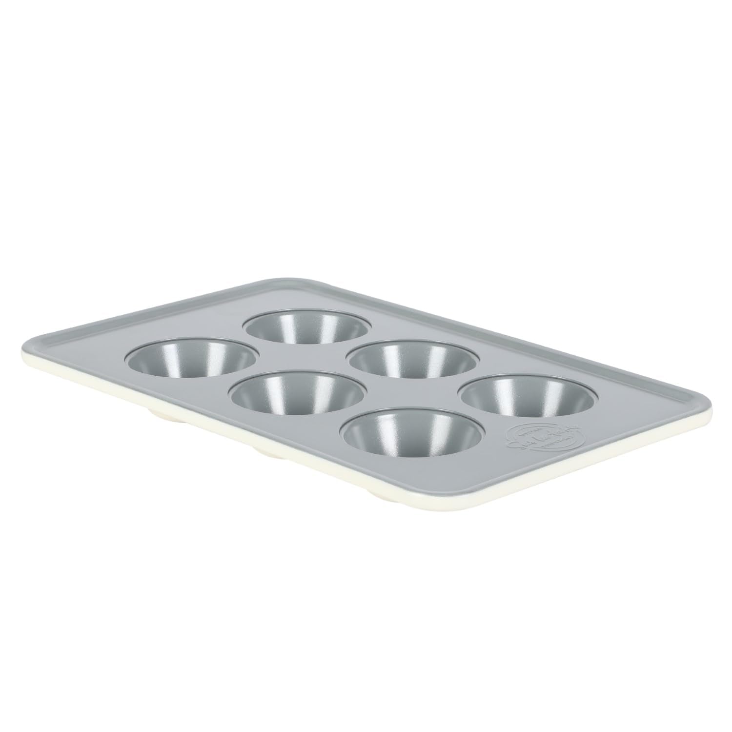 Sur La Table Kitchen Essentials Bake Sale 6 Cup PFOA, PFAS, PTFE Free Nonstick Round Muffin/Cupcake Pan - Linen White