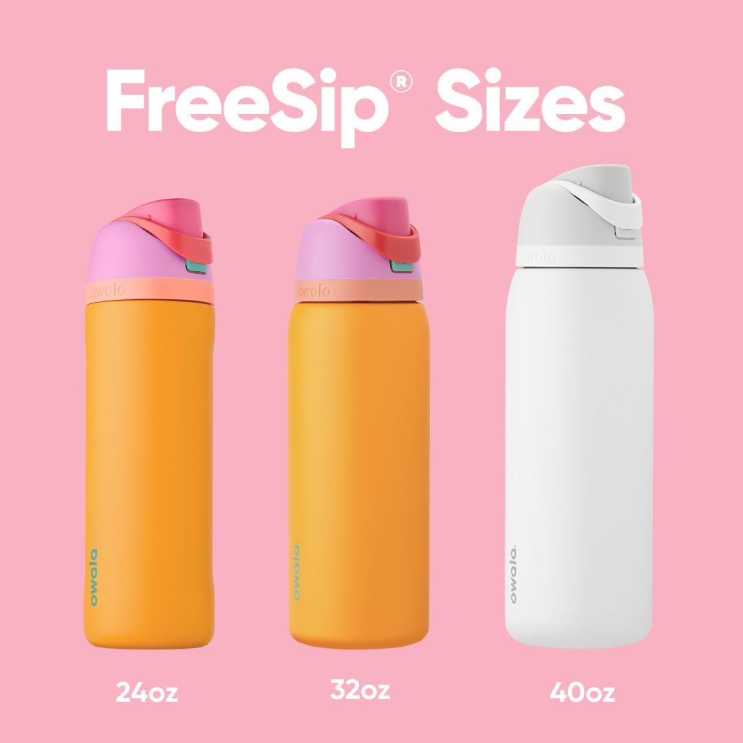 Owala FreeSip Insulated Stainless Steel Water Bottle with Straw for Sports and Travel, BPA-Free Sports Water Bottle, 24 oz, Grey