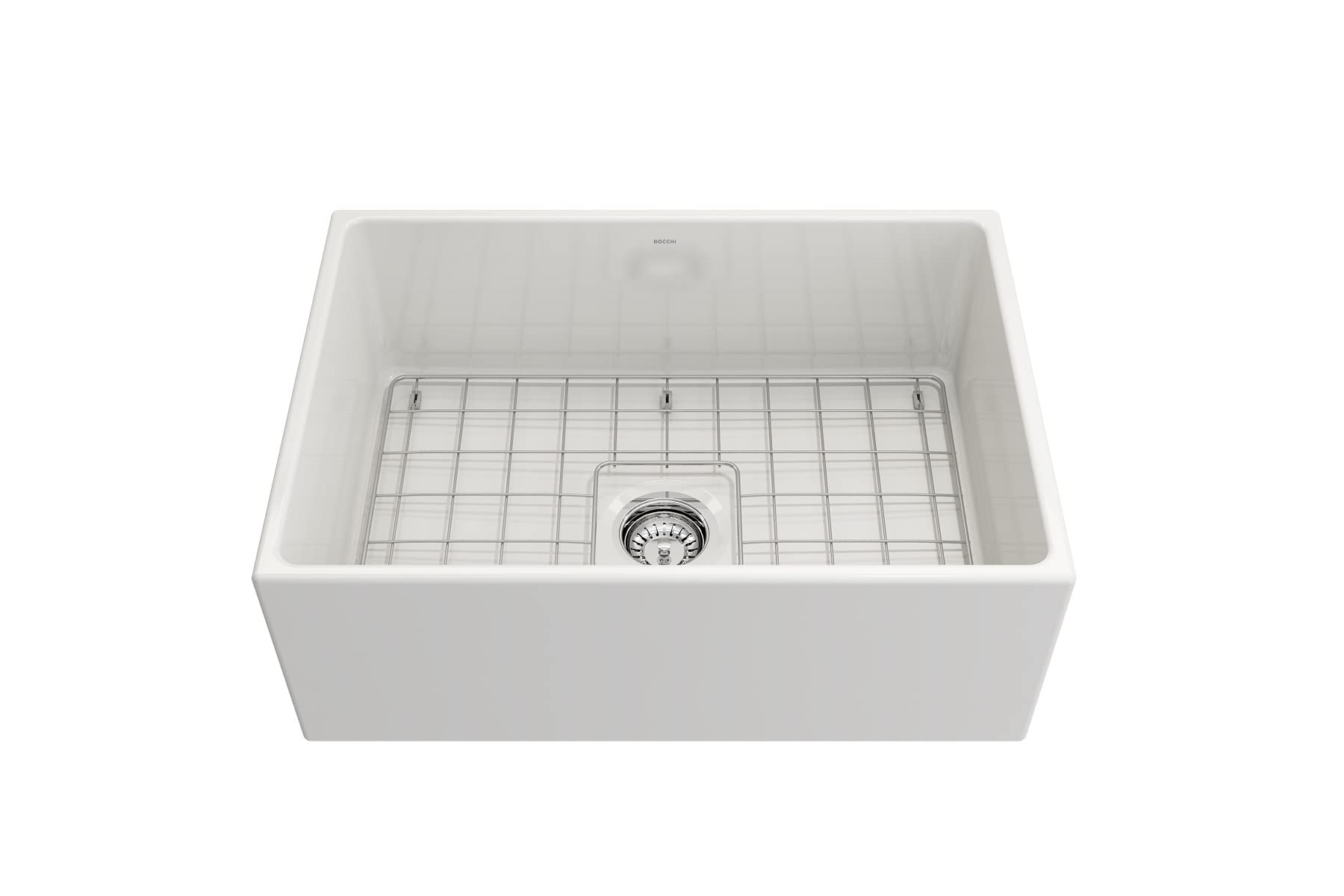 Bocchi Contempo Apron Front Fireclay 27 In. Single Bowl Kitchen Sink In White With Chrome Faucet