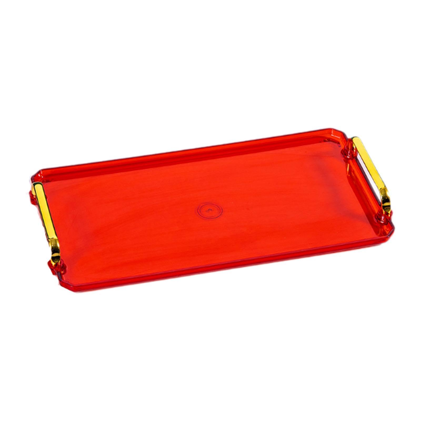 Atorse Serving Tray Rectangular Modern Cosmetic Storage For Desk Coffee Table Hotel L Red