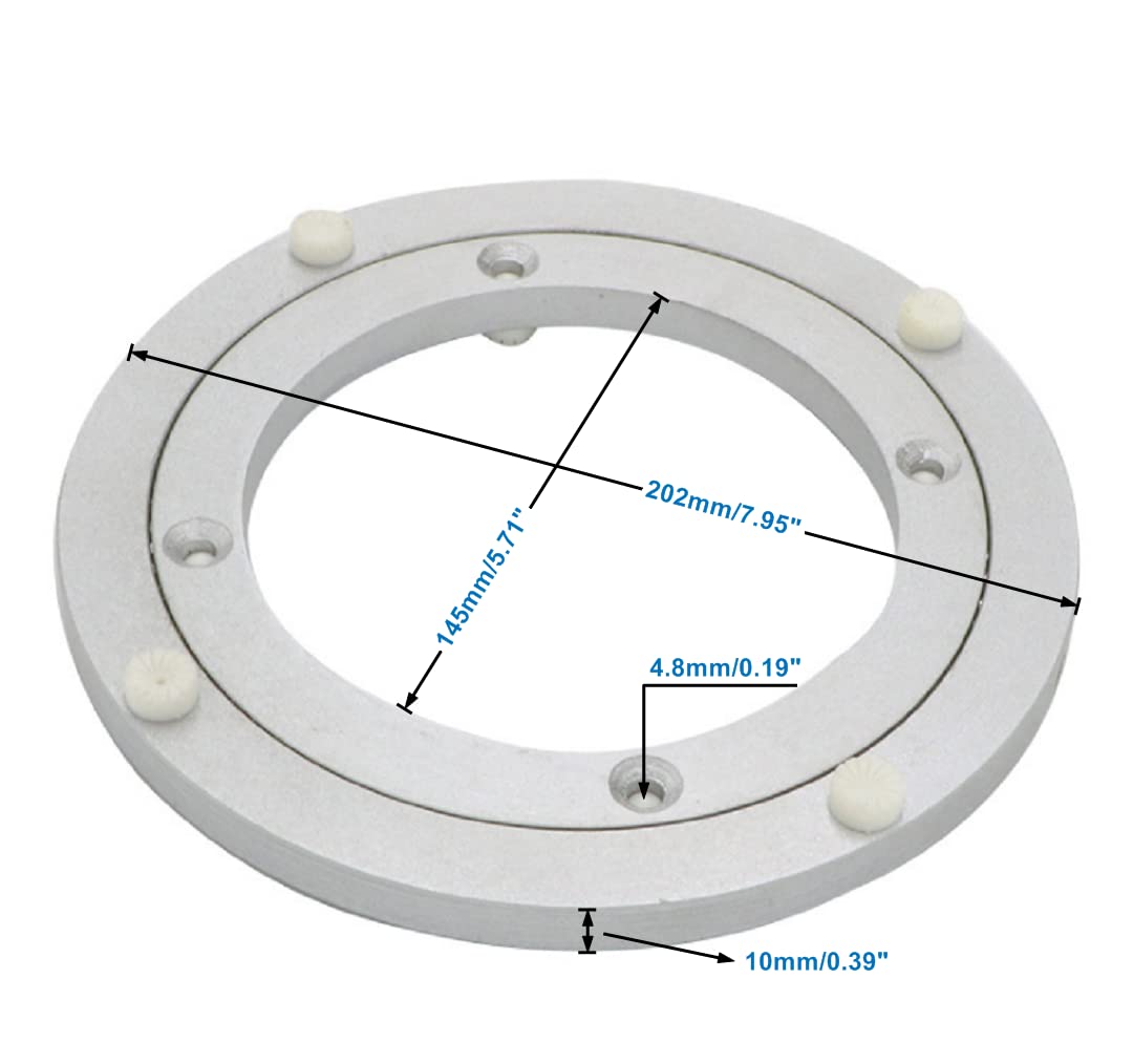 Dailydanny Aluminum Heavy Duty Lazy Susan Rotating Turntable Bearing Swivel Plate Hardware For Dining-Table (8 Inch)