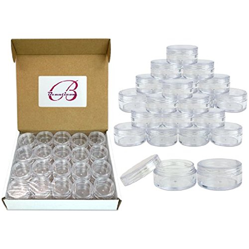 (Quantity: 100 Pieces) Beauticom 10G/10Ml Clear Lid Plastic Cosmetic Lip Balm Lip Gloss Cream Lotion Eyeshadow Container Jars