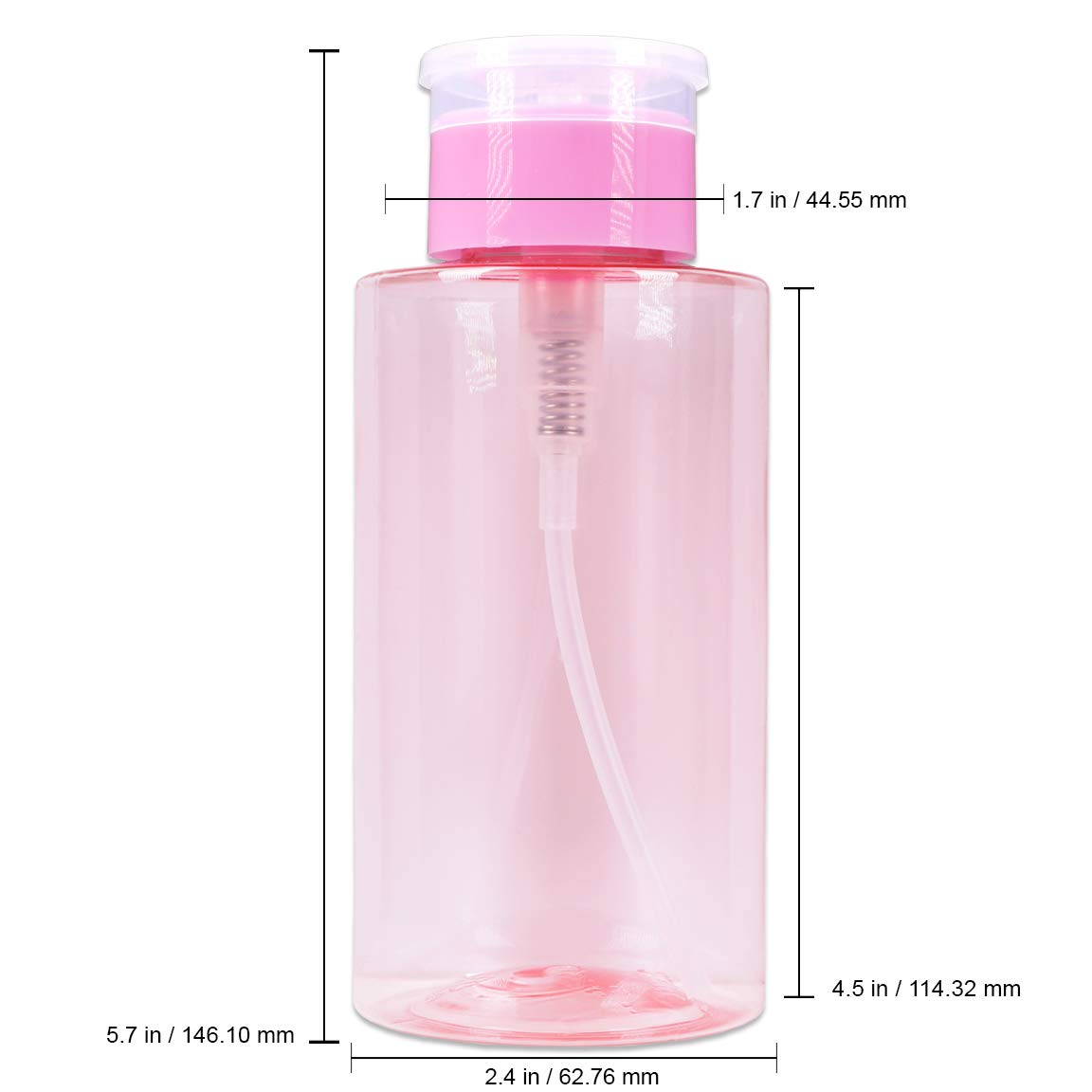 10Oz Pink Push Down Pump Dispenser Empty Refillerble Bottle With Flip Top Cap - For Nail Polish, Travel, Cosmetics Packaging