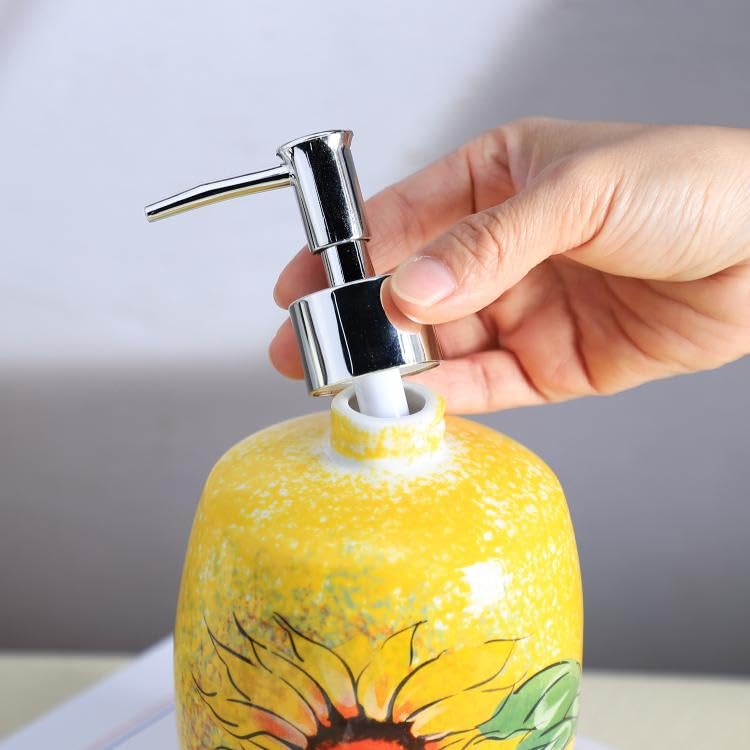 Ceramic Sunflower Hand Painted Soap Dispenser