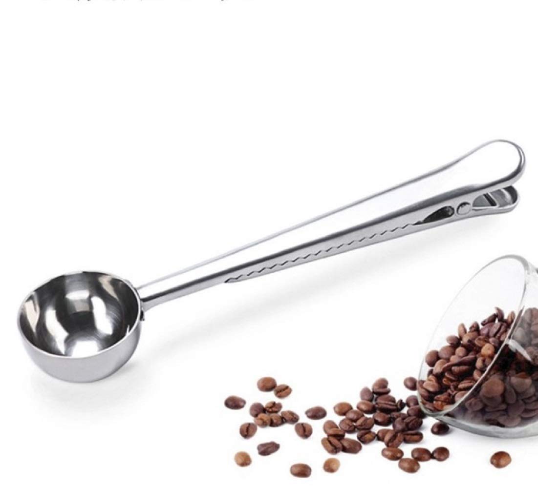 2 Pack Of Coffee Scoops, Stainless Steel Measuring Scoop, With Coffee Bag Clip, Suitable For Ground Coffee, Espresso Beans, Milk