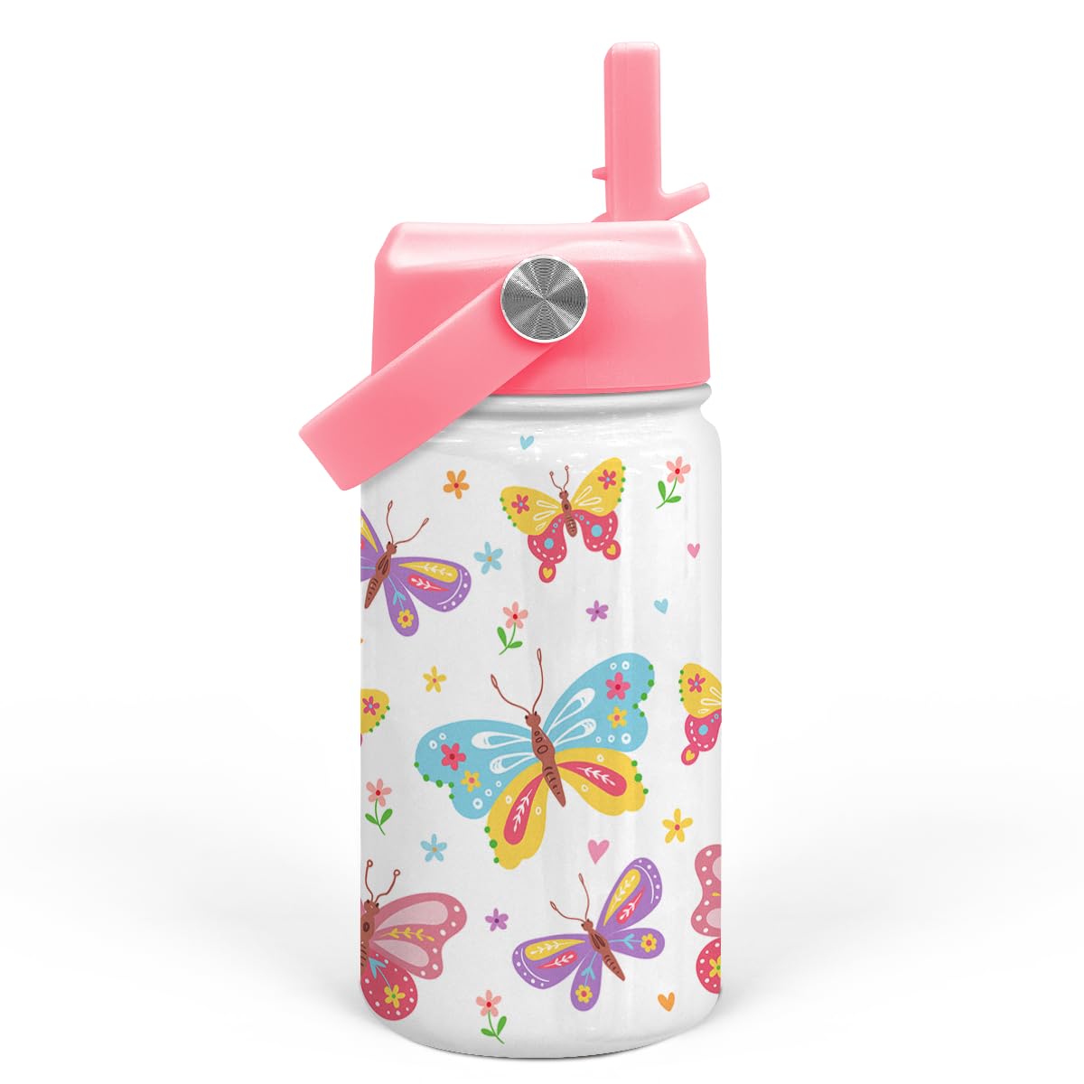 Kids Water Bottle with Straw Lid - 12 Oz Insulated Stainless Steel Water Bottles for Kid Girl- Travel Cup for School Sports