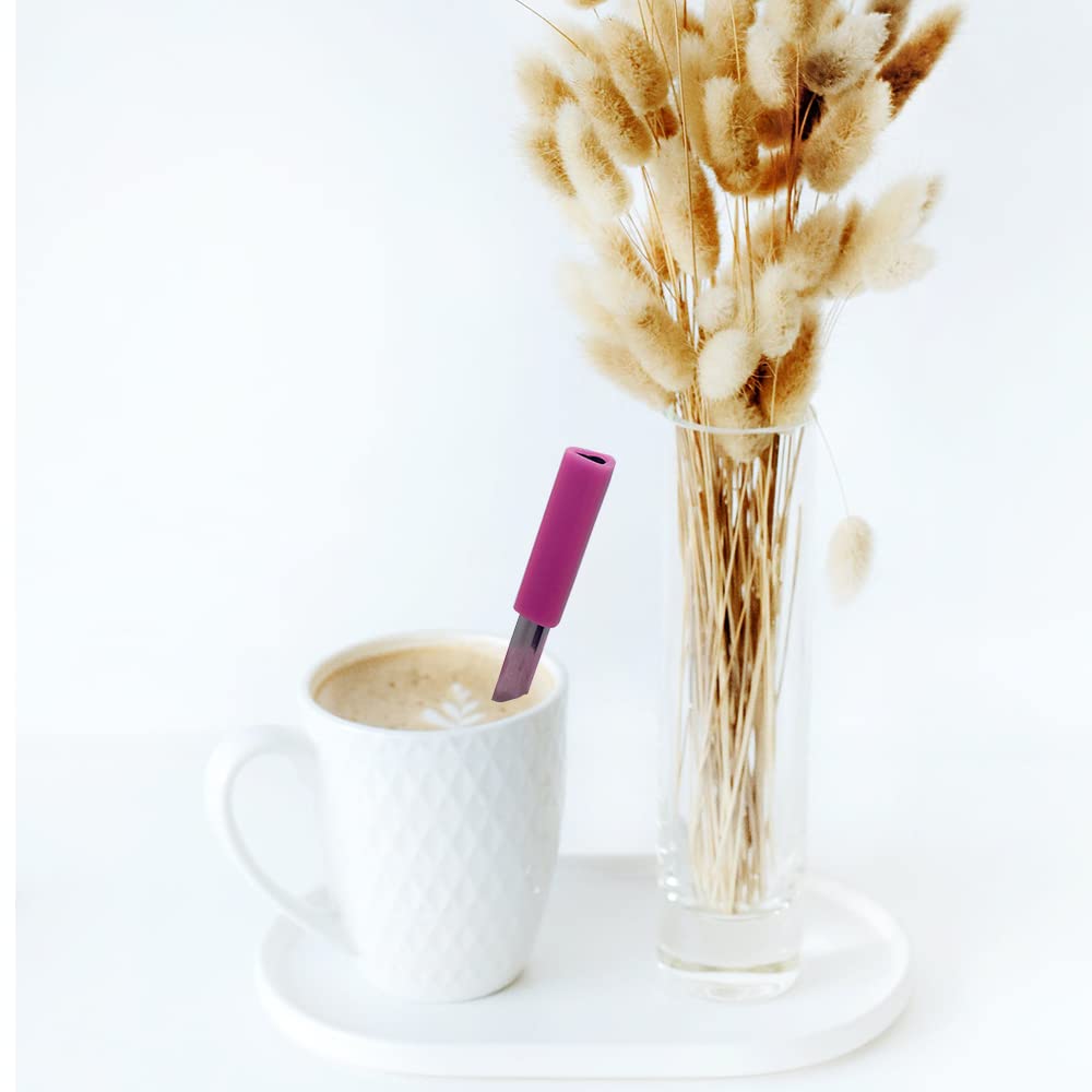 Amsthow Cute Metal Straws 6Pcs Heart Shaped Straws Reusable Stainless Steel Cute Flexible Portable Straw With Silicone Tip And C