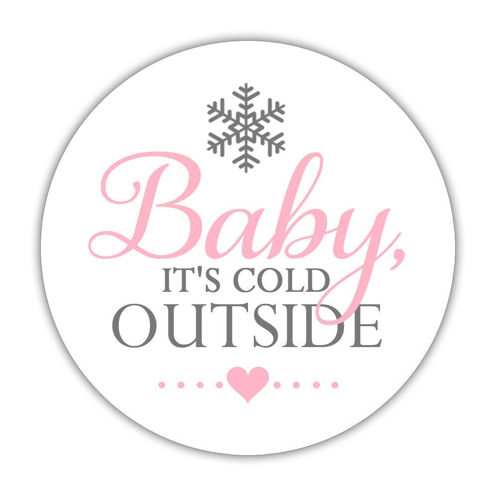 40 Baby Its Cold Outside Stickers Pink - Baby Shower Labels - Winter Party Favors (Pink)