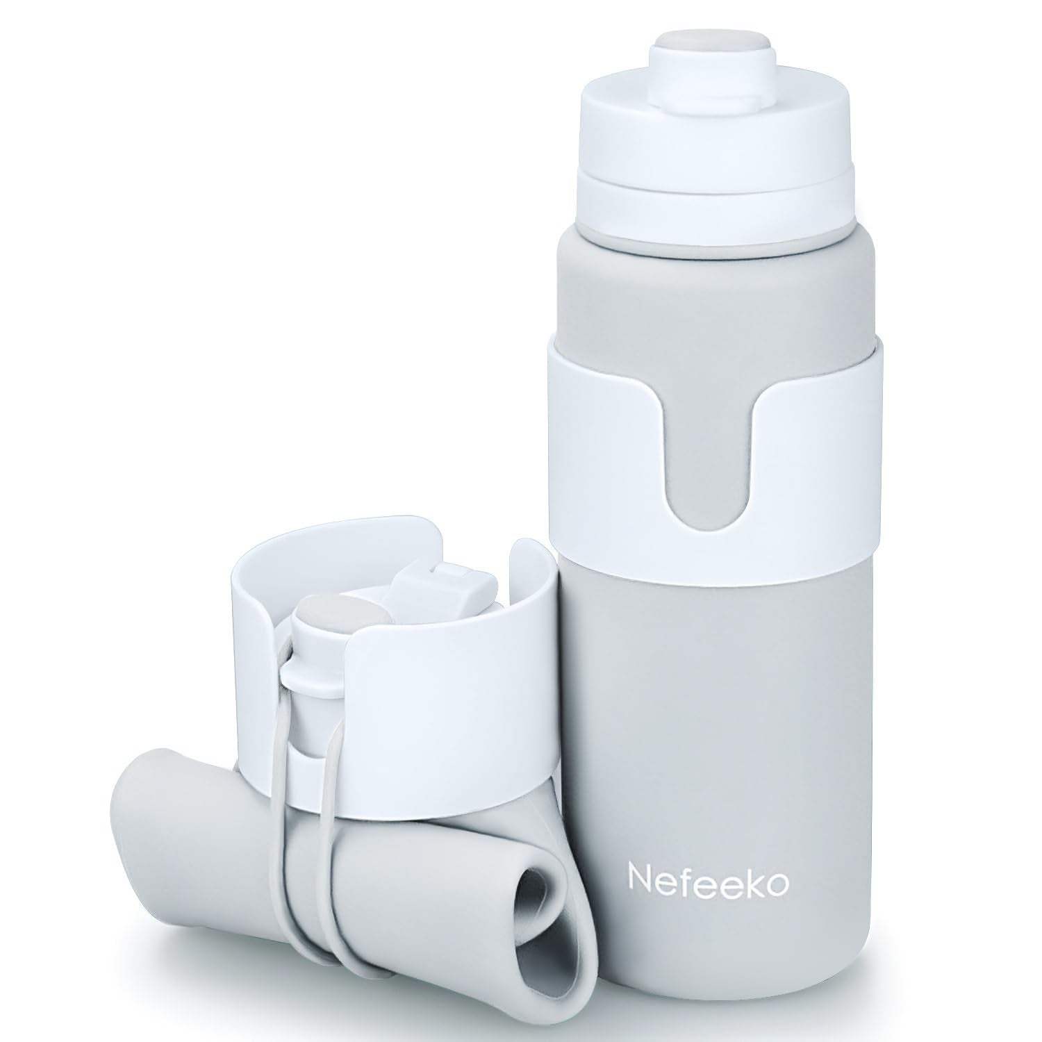 Nefeeko Collapsible Water Bottle, BPA Free 26oz Foldable Water Bottle for Travel Sports, Leak-Proof Spill-Proof Portable Water B
