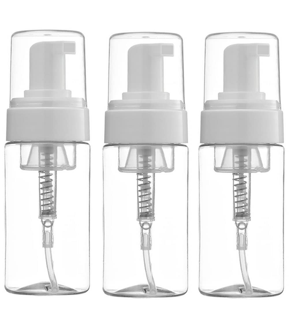 3Pcs 100Ml 3.4Oz Empty Clear Plastic Press Foaming Soap Pump Dispensers Spray Bottle Containers With Atomizer For Soap Foam Loti