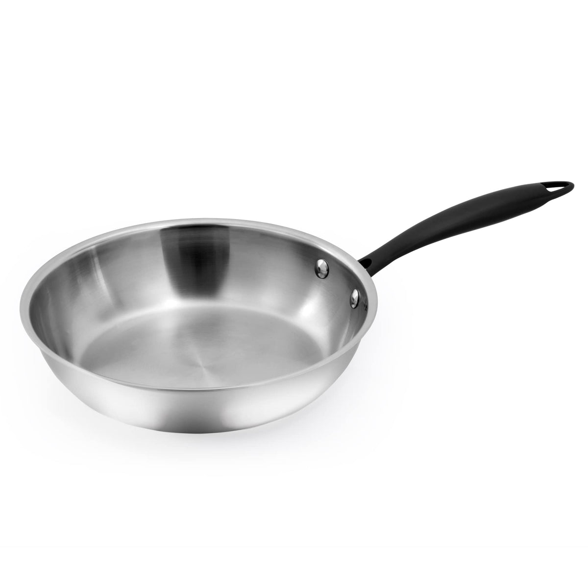 Grandties Full-Clad Tri-Ply Stainless Steel Frying Pan Induction Cookware - 10 Inch Stainless Steel Skillet, Marquina Black Meta