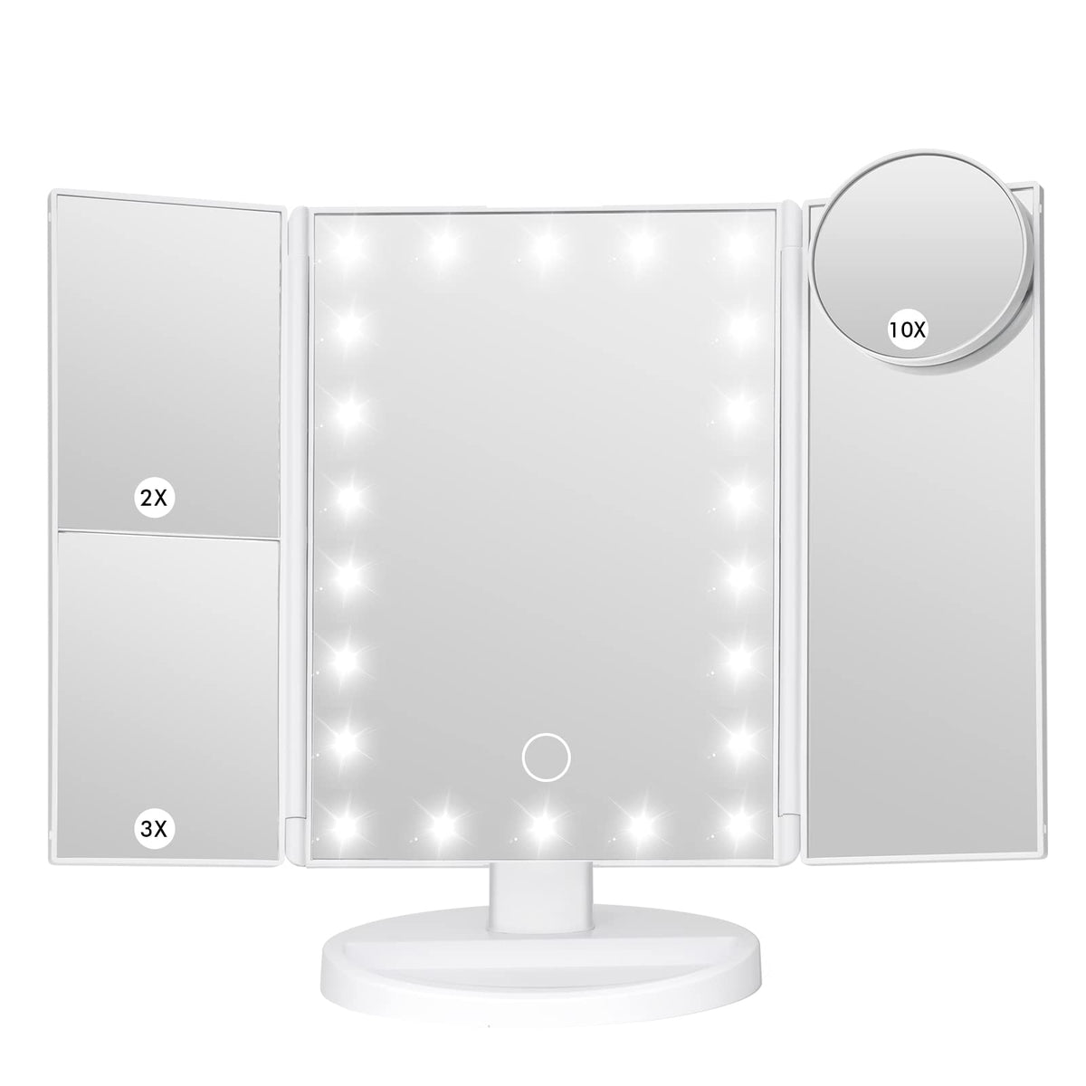 Leewent Makeup Mirror Vanity Mirror With Lights, Bathroom Adjustable Brightness Mirrors 1X/2X/3X/10X Magnification And Touch Scr