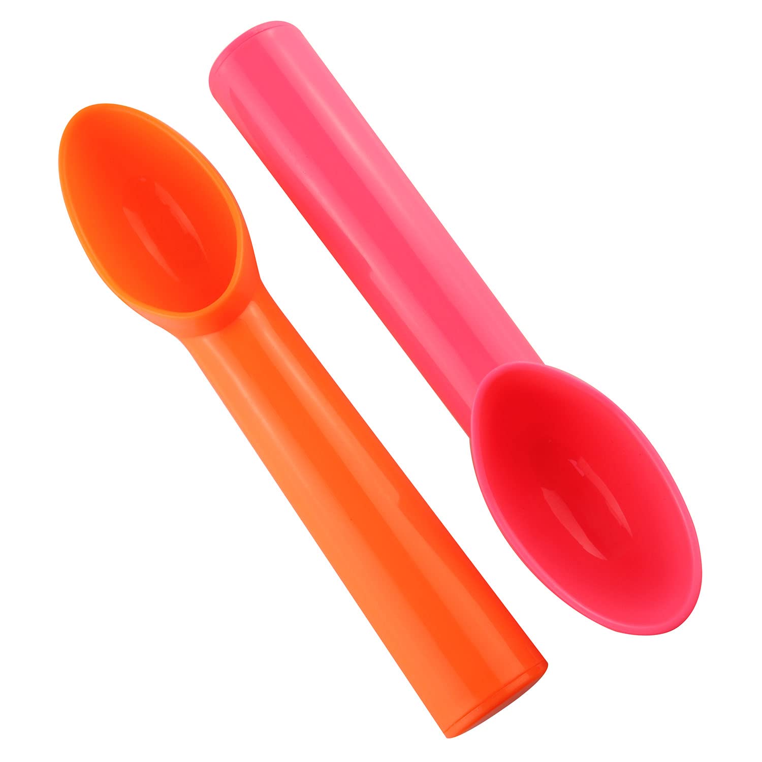 Jcbiz 4Pcs Plastic Ice Cream Scoop Fruit Spoons Melon Baller Watermelon Scooper Kitchen Accessories 4 Colors (Orange, Green, Blu