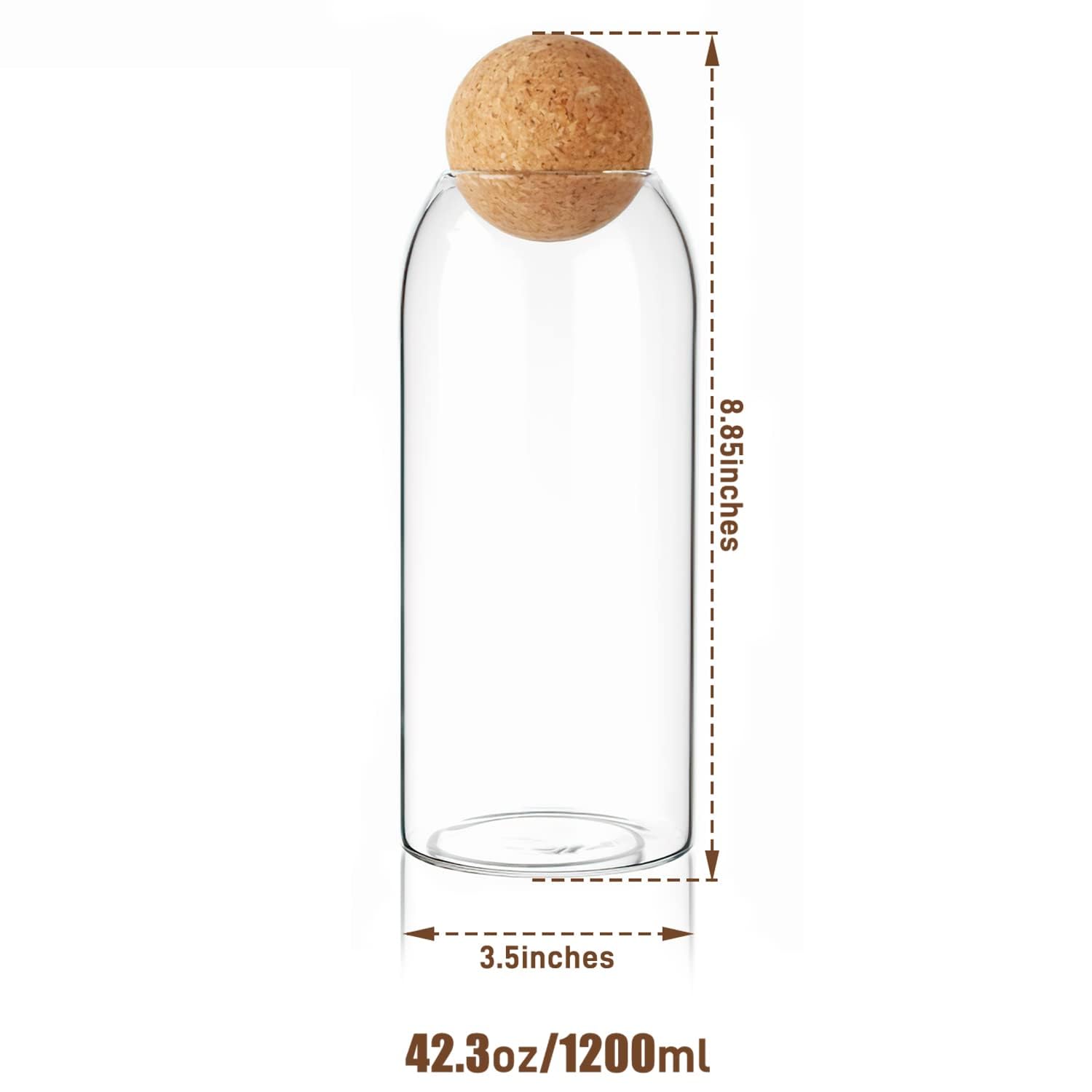 La Llareta glass Food Storage canister  1200ml42oz Storage container with Ball cork  clear glass Storage Jar  Sealed container canister  for Spices  Sugar  coffee  Biscuits  candies