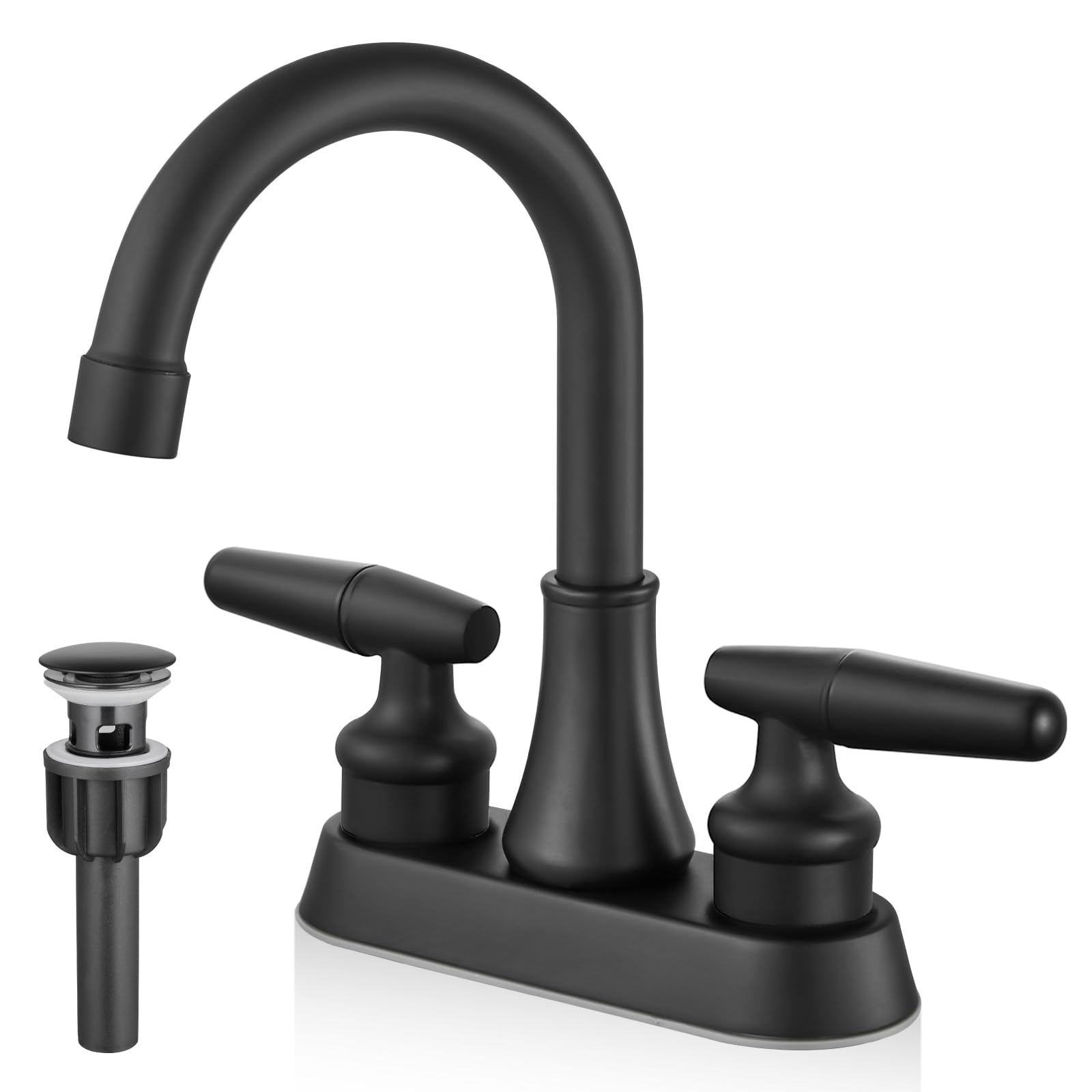 Cinwiny Bathroom Sink Faucet 4 Inch 2 Handle Lavatory Bathroom Vanity Faucets 360 Degree Swivel Spout Modern Deck Mount Rv Bathr