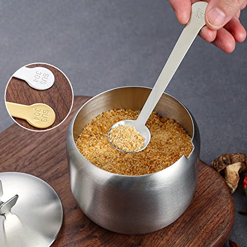 Mozacona Stainless Steel Sugar Bowl Spice Jar Seasoning Pot Storage Jar With Lid Spoon,430Ml
