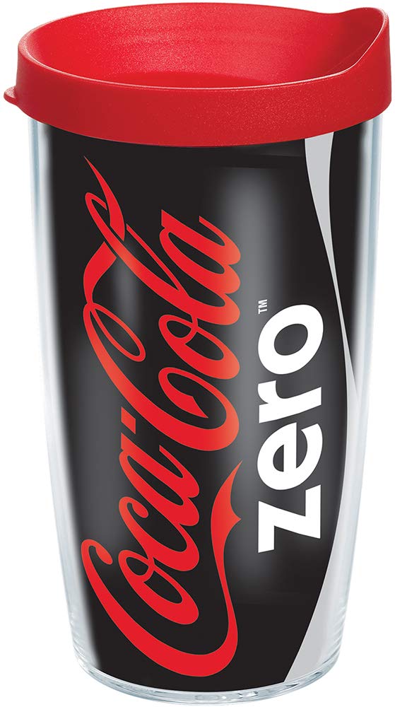 Tervis CocaCola  Coke Zero Can Made in USA Double Walled Insulated Tumbler Travel Cup Keeps Drinks Cold & Hot, 16oz, Red Lid