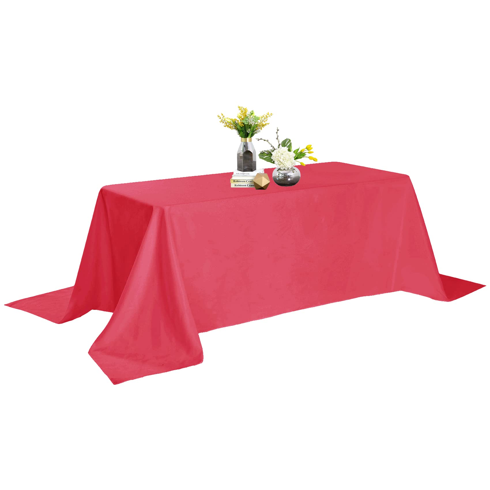 Rectangle Tablecloth - 90X132 Red Tablecloth - Stain And Wrinkle Resistant Washable Polyester Table Cloth, Decorative Fabric Tab